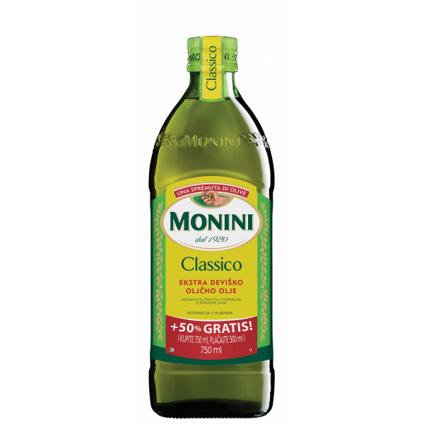 Ekstra deviško oljčno olje, MONINI CLASSICO, 0,5L + 0,25L !!!ROK UPORABE 11.09.2026!!!