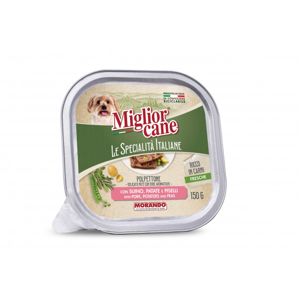 Pašteta Miglior Cane Specialita' Italiane Adult Mini, Svinjina, krompir in grah , Morando, 150g