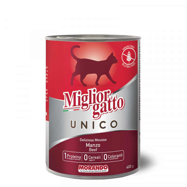 Hrana za mačke, Unico, Govedina, Mousse, 400g 