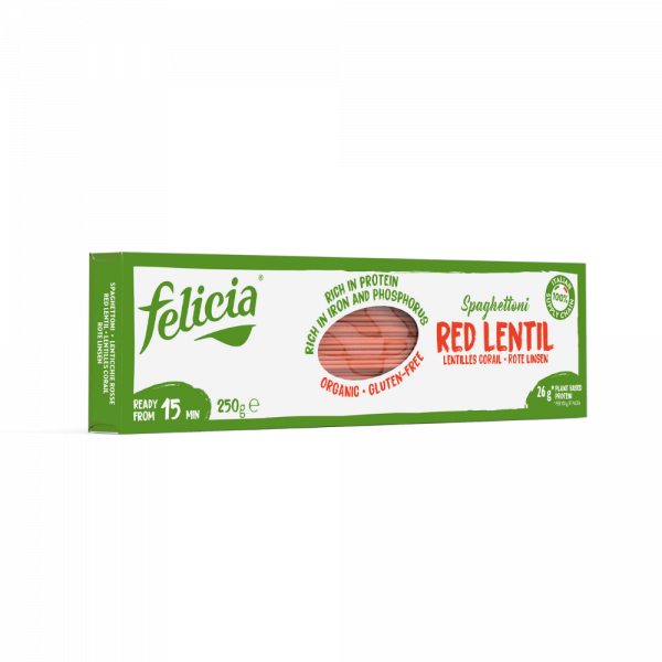 Bio špageti iz rdeče leče, Felicia, 250 g