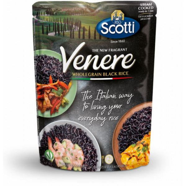 VENERE črni riž, predkuhan polnozrnati, Riso Scotti, 230 g