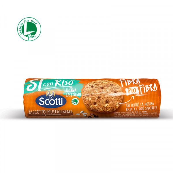 Keksi multicereali s koščki čokolade, brez laktoze, S! con riso, Riso Scotti, 250 g