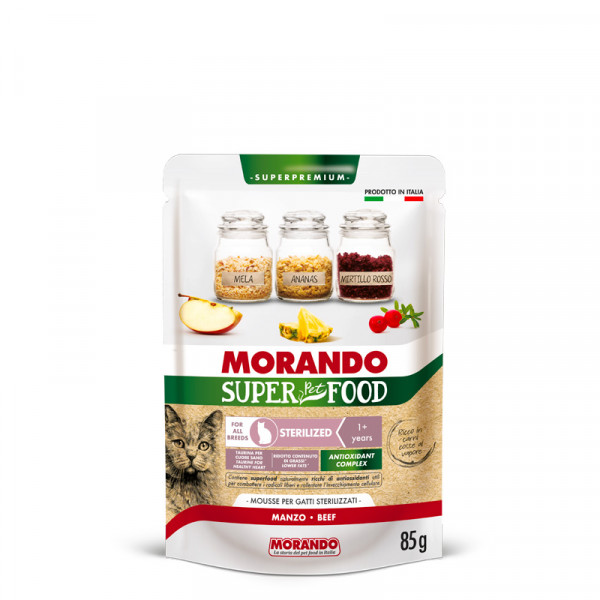 Hrana za sterilizirane mačke, Super Pet Food, Mousse Govedina, Morando, 85g
