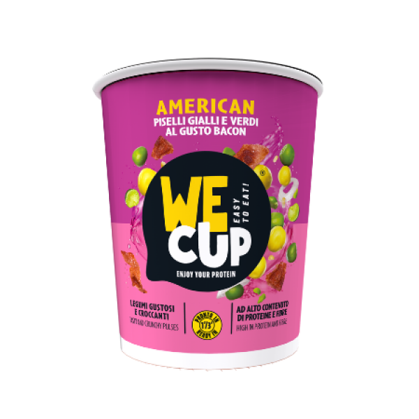 Rumeni in zeleni grah z omako z okusom slanine American, WeCup, 60 g