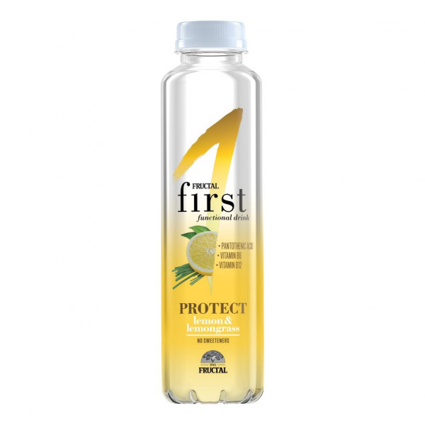 Voda First Protect, negazirana, limona in limonska trava, Fructal, 0,5 l