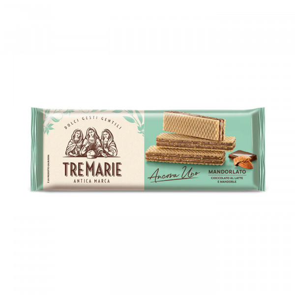 Vaflji polnjeni s kremo iz mlečne čokolade in mandlji, Tre Marie, 140 g