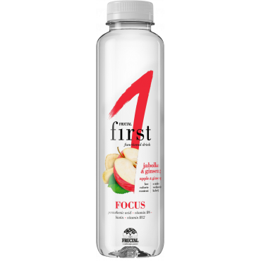 Voda First Focus, negazirana, jabolko in ginseng, Fructal, 0,5 l