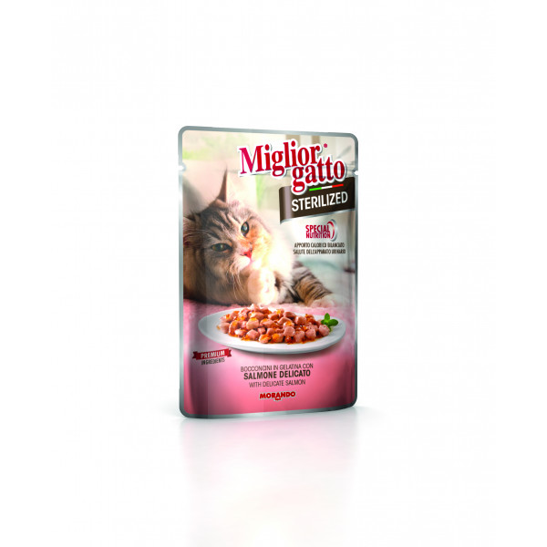 Hrana za mačke Miglior Gatto Sterilized, losos, Morando, 85g
